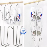 Stainless steel shoe hanger and drying rack, 2-tier hanger helps save space