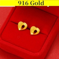 Pure Gold 916 Original Malaysia Earing Set for Girls Earrings Women Korean Style Trendy Simple Female Small Earrings Four-Leaf Clover Earing Set 耳钉 Emas 916 Original Malaysia Lelong Tulen Anting Anting Perempuan Subang Telinga Perempuan