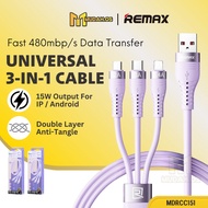 REMAX Type C Universal 3 In 1 Multi Data Cable Fast Charging 3A Wayar Micro USB Original Kabel Charg