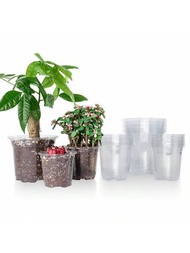 24入組植物育苗盆,5/4/3.5英寸大小,附透明塑料種植盆、加濕蓋和排水孔,適用於室內多肉植物、幼苗、扦插苗的種植和發芽