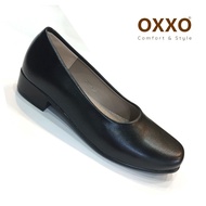 OXXO  รองเท้าคัทชู รองเท้าใส่ทำงาน รองเท้านักเรียน ทรงหัวมน  ส้นสูง2นิ้ว วัสดุหนังพียู ส้นพียู ใส่สบาย พื้นนิ่ม น้ำหนักเบา X66076