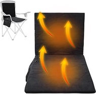 Portable Stadium Seat Chair Heated Folding Chair Camping Cover Heater Pad Foldable Heated Seat Cushion With Back Support 3 Levels Of Heat (Color : Black)