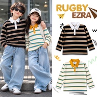 EZRA Premium Casual Striped Long Sleeve Rugby T-Shirt for Boys & Girls Ages 4-12 Years