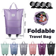 Expandable Travel Bag Foldable with 4 wheels Waterproof Nylon Luggage Bag Gym Bag Handbag 3 Layer