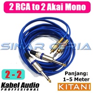 kabel audio kitani jack akai mono 6.5mm to 2 rca @1-5m cable mic 2-2 - 3 meter
