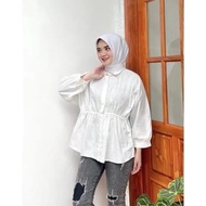 ALYA SHIRT - Kemeja Wanita Kerut depan Kemeja Linen Oversize