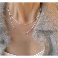 S925 sliver Italian Vicenza Niche S925 Sparkling Clavicle Pendant Plain Chain Necklace