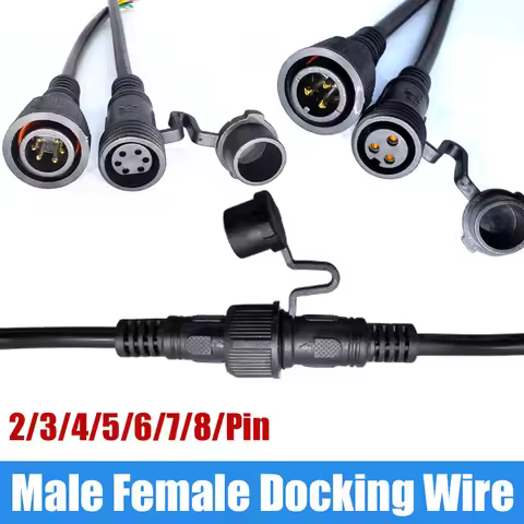 IP68 LED Wire Male Female Docking Connector 2 3 4 5 6 7 8 Pin Cable Plug Extension Line 0.3/0.75/1.5