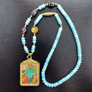 Gem Painting Ore Sand Thangka Pendant Free Black String/with Thangka Stitching Dzi Bead Chain
