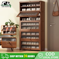 【10-year warranty】Mr.Bamboo Shoe Cabinet Bamboo Shoe Rack Shoe Organizer With Cover 40+Pairs of Shoe