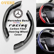 Mercedes Benz ฝาครอบพวงมาลัยพวงมาลัยรถยนต์เคสกันลื่นพวงมาลัยคาร์บอนไฟเบอร์สำหรับ Mercedes Benz EQE EQC W207 W211 W205 W212 W204 W220 W206 W124 W213 W218 W222