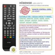 HISENSE FLAT PANEL LED TV REPLACEMENT REMOTE CONTROL EN-83801