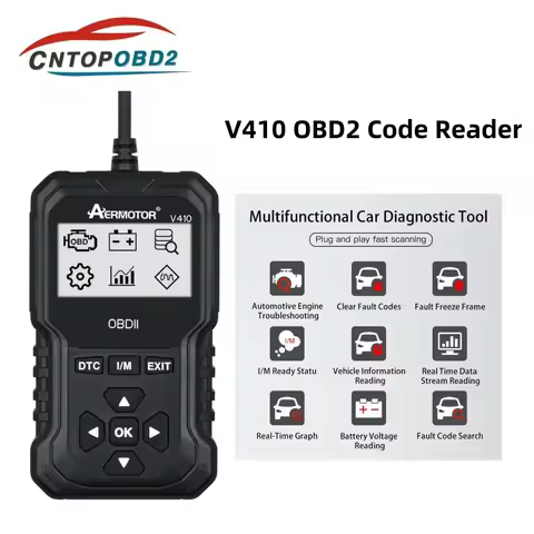 Aermotor V410 Car Code Reader OBD2 Scanner Full System Diagnostic Scan Tools Check Engine Free Updat