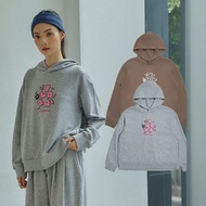 [ERSS] Women's Long-Sleeved Top Hooded T Letter Flower Pattern Brown Silver Gray [K60382]
