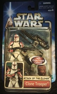 全新 星球大戰 STAR WARS 3.75吋 "Attack Of The Clones" 帝國複製人白兵 Clone Trooper with Firing Tripod Cannon (Hasb