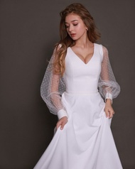 A字長袖婚紗、手工婚紗、馬甲婚紗