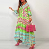 Autumn New African Dresses For Women Vetement Femme Dashiki Abaya Print Maxi Dress Africa Clothes Da