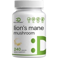DEAL SUPPLEMENT Lions Mane Mushroom Supplement, 7,500mg Per Serving, 240 Capsules Active Fruiting Bo
