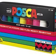 三菱鉛筆 水性簽字筆 Uni POSCA 粗字方頭 PC8K 8色組