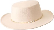 Hat Bands for Women Cowboy Hats with 14K Gold Plated Paperclip Chain with Pearl Accessories for Fedo