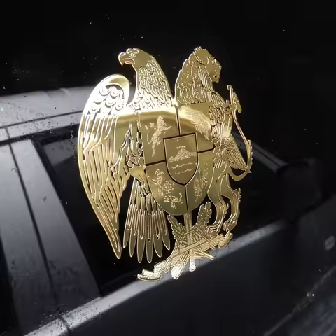 95 x 95 mm Coat of arms of Armenia car body metal sticker Armenian lion eagle mount ararat Decal Dec
