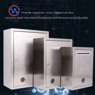 WITTEE Letter Box, Waterproof with Locks Mailbox, Portable 3 Sizes Stainless Steel Ballot Box Outdoo