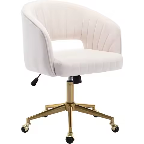 Home Office Chair Swivel Velvet Desk Chair Accent Armchair Upholstered Modern Tufted Chairs with Gol