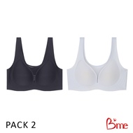 Bme เสื้อชั้นในไร้โครงไร้ขอบไร้ตะเข็บ Level2 ฟองกลาง รุ่น ME1A3C (แพ็ค2ตัว)คละสี (สีเทา สีดำ) (สีเทา