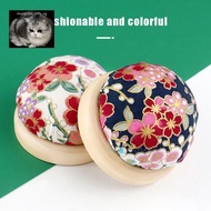 manysincerity Vintage Embroidery Pin Cushions Half Round Pin Pad With Wooden Base Needle Holder For 