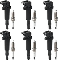 Set of 6 Ignition Coil Packs & Iridium Platinum Spark Plugs Compatible with 3.0L 2006-2013 BMW 128i 
