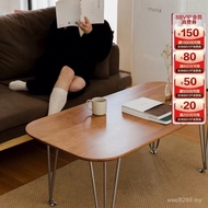 Simple Iron Foot Table ins Coffee Table Solid Wood Pure Nordic Antique Living Room Furniture Small A