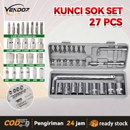 Vendoz 27 pcs Socket Wrench Set 27Pcs Socket Wrench Kit Workshop Service Car Motorcycle Tool Kit 27 