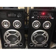 Original Crown KR-8800 8800W 3 Way 10" Karaoke Ready Baffle Speaker With Amplifier (SET)