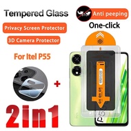 2 IN 1 Tempered Glass Film Itel P55 Clear Film for Itel P55T P55 P40 Plus P65 Power 70 A70 A100 A100