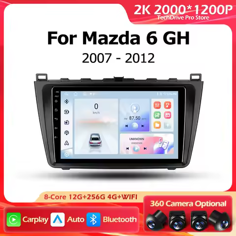 Android 16 Wireless Carplay For Mazda 6 GH 2007-2012 GPS Navigation Auto Lntelligent Multimedia Play
