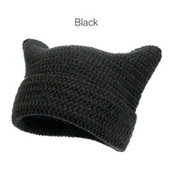 Topi Cat Beanie Rajut Striped Wanita Korean Topi Kupluk Telinga Kucing Lucu Jepang Kpop