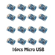 16 Chiếc Bảng Sạc Pin Lithium Mô-đun Pin Không Được Bảo Vệ TP4056 2 Chiếc Micro USB 5V 1A 18650