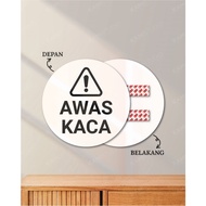 BEWARE OF GLASS WRITING 20X20 CM GLASS CAUTION SIGN/ GLASS WALL STICKER/