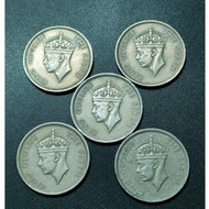 British Malaya KG VI 20 Cent 1948 ( 5 Coins )