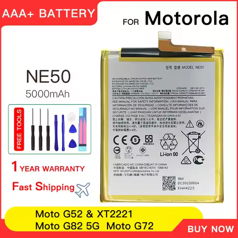 100% genuine Battery NE50 Battery For Motorola MOTO XT2221 G52 G82 5G G72 5000mAh High Quality Repla
