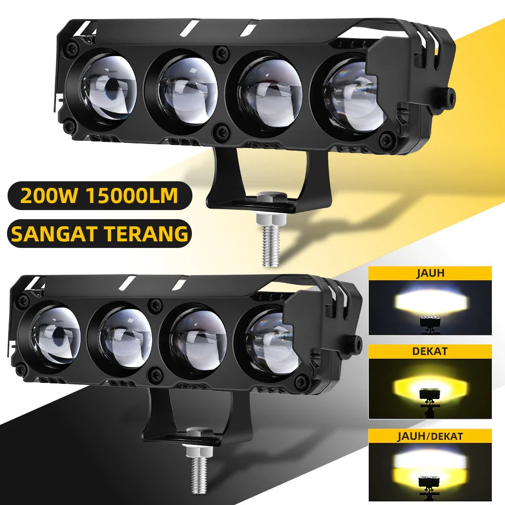 Lampu Sorot 12Volt - 24Volt Sql 4 Mata D3 Kuning Putih Lampu Tembak Motor Mobil Bis Truk Tahan Air
