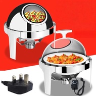 Electric Round Chafing Dish Buffet Set 6 Quart Temp. Adjustable Chaffing Servers with Glass Lid Chaf