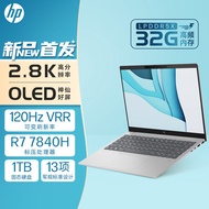 惠普HP 星Book Pro 14英寸轻薄办公笔记本电脑(锐龙R7-7840H LPDDR5X高频32G 1TB 2.8K 120Hz OLED全感屏)银色
