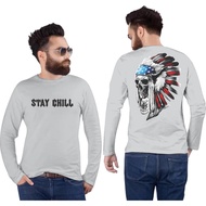Distro T-shirt Cool Men's Distro Clothes Stay chil back DTF Long-sleeved Men's Distro T-shirt/ Cool 