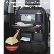 【PTC】-Car Backseat Storage Bag Multi-Pocket Seat Back Storage Bag Foldable Dining Table Rack Large C