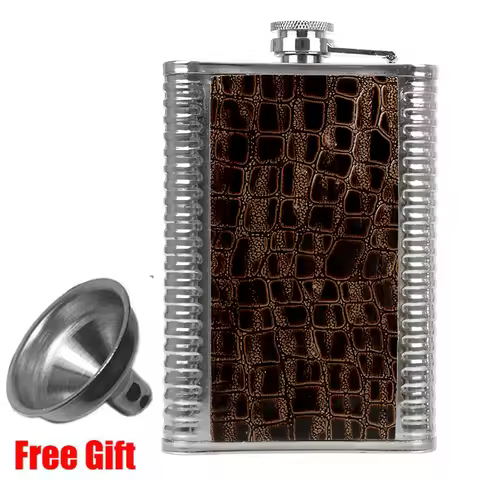 Leather Hip Flask Funnel Wine Pocket Flask 8Oz Pocket Whisky Alcohol Vodka Liquor Bottle Personalize