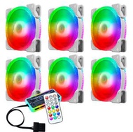 全城熱賣 - 電腦機箱散熱器 幻彩RGB光機箱風扇 (6個冰鑽①代（白）+標準控制器)