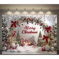 5x3ft Winter Christmas Photography Backdrop Christmas Arch Decoration Background Snow Scene Christma