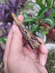 Pipa Rokok Akar Bahar Sadi Warna Kuning Once Padudan Ukir Naga