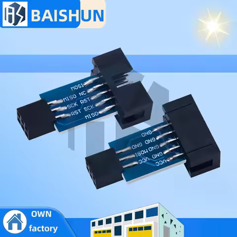 10-Pin to 6-Pin Adapter Board for AVRISP/USBASP/STK500 Programmers – Universal ISP Interface for AVR